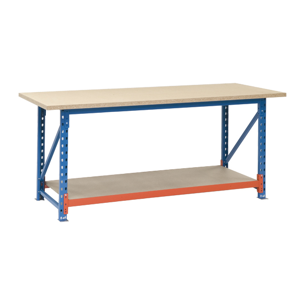 Table de travail avec plateau inférieur et roulettes